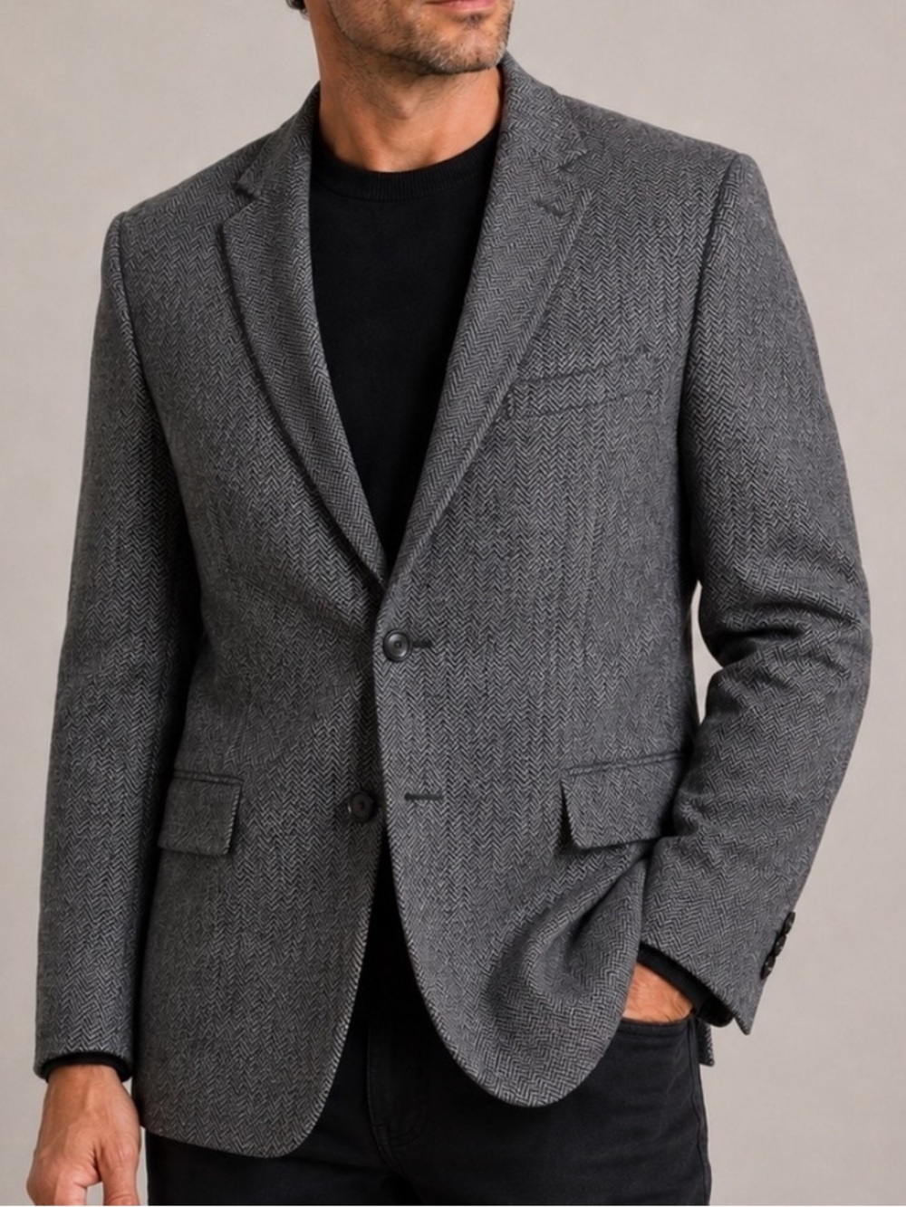 Hunter Haig VTG Herringbone Wool Sport Coat Blazer